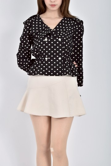 (S) moma點點黑色長袖上衣