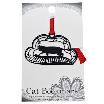 TOYO 精雕書籤 貓咪和鍵盤  黑色  1個