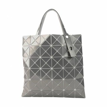 ISSEY MIYAKE 三宅一生-幾何大方格6x6手提包(炫光銀)亮面