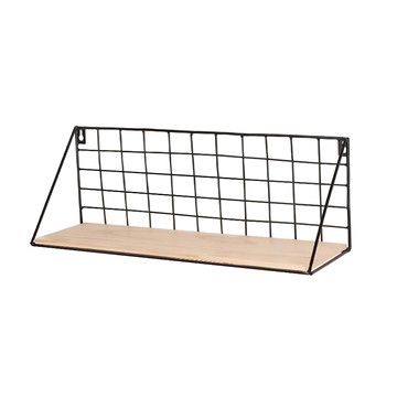 免打孔牆上置物架 附安裝工具 經典款大款-黑色 45x15x12.5cm  1組