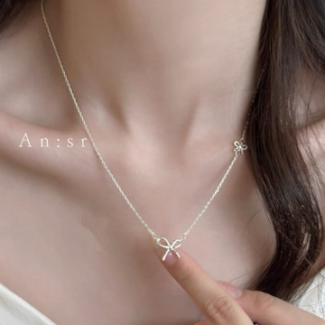 An:Sr—「雙蝴蝶結🎀 韓系項鍊」氣質 兩個 蝴蝶結 溫柔 日常 項鍊 飾品