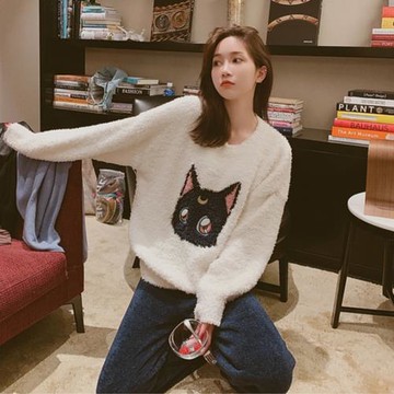 加厚軟綿綿珊瑚絨月野兔美少女睡衣套裝 好看可外穿時尚家居服 潮