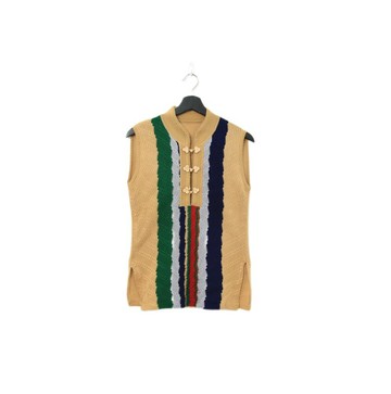 Back to Green-復古毛料背心 卡其 中山裝風格 v-10/sweater vest