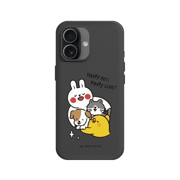 iPhone 17 SolidX 黑 - 懶散兔與啾先生 Lazy Rabbit and Mr.Chu - Happy pet Happy life