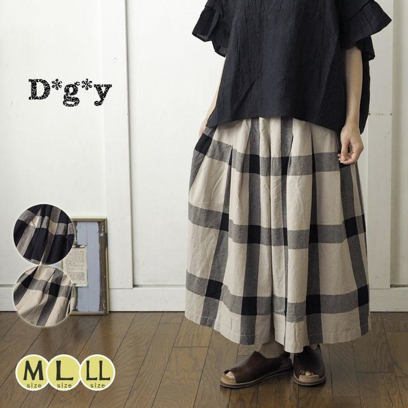 Dgy ディージーワイ 綿オックスチェック柄ワイドパンツ 大判