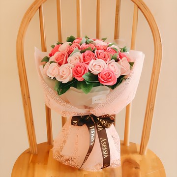 ASPASIA 50朵人造肥皂玫瑰花束  粉色的  1個