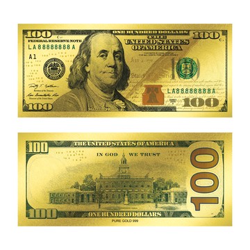 黃金鈔票 新版 一百元 100元 純金紀念美鈔 美元 美金