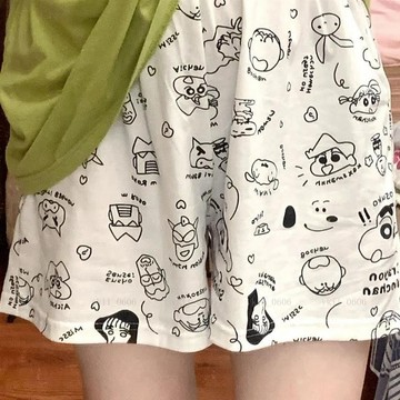 【特大尺碼】(40-100kg)夏季薄款睡衣短褲大尺碼休閒寬鬆柔軟舒適可愛居家褲日系卡通寬鬆版vk1