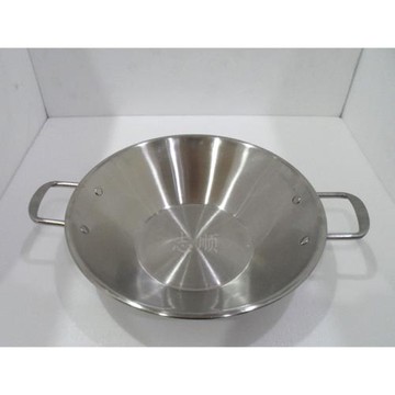 不銹鋼無磁特厚砂光平底炒鼎雙耳大鋼鼎38cm42cm大炒鍋