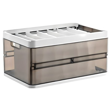 衣物收納箱  灰色 + 白色  39 x 19 x 24cm  1個