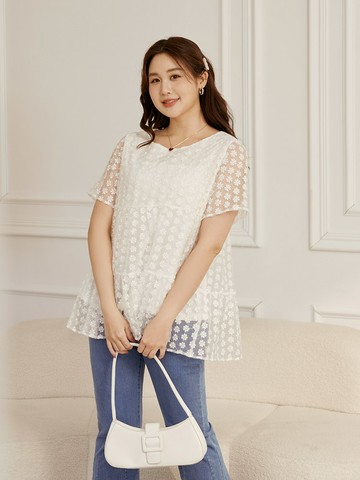 透膚小花朵娃娃裝上衣