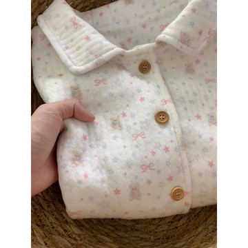 ✨精選好物✨小清新可愛加厚夾棉睡衣套裝  小熊星星空氣棉睡衣女 冬季軟糯保暖睡衣套裝 秋冬加厚家居服套裝可外穿