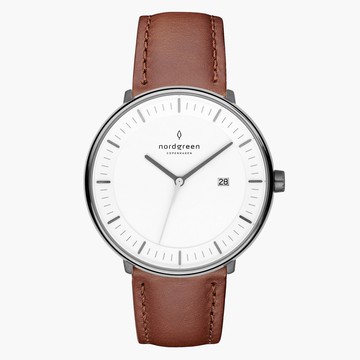 Nordgreen Philosopher - 復古棕真皮深空灰色36MM(PH36GMLEBRXX-D)