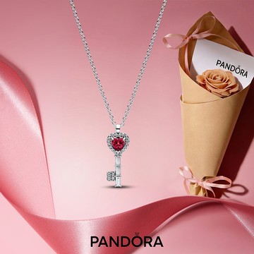 限量贈永生花束🌹【Pandora官方直營】心之鎖鑰項鏈-45-925銀。生日禮物。情人節禮物