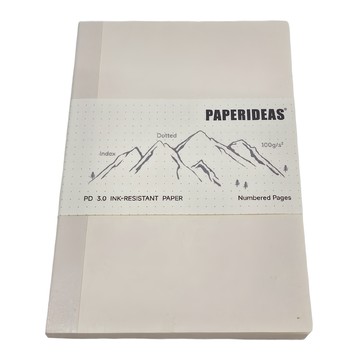 PAPERIDEAS 188頁裸背筆記本 A5 PD 3.0防洇紙 83°白度無酸紙  1本  點陣款 白色