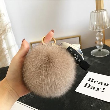 進口整皮狐貍毛毛球掛件包包掛飾汽車鑰匙扣掛飾可愛毛絨毛球女