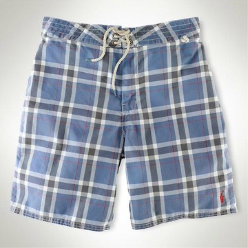 美國百分百【全新真品】Ralph Lauren RL polo 男生 休閒褲 海灘褲 藍色 格紋 短褲 30超取