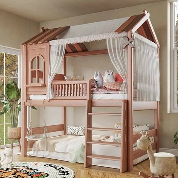 免運公司貨 樹屋床 兒童床 飞屋床 实木儿童树屋半高床 城堡床 房子组合高架床 小户型收纳玩乐床 可開發票 全館五折 工廠現貨直銷 新品特價 z11012