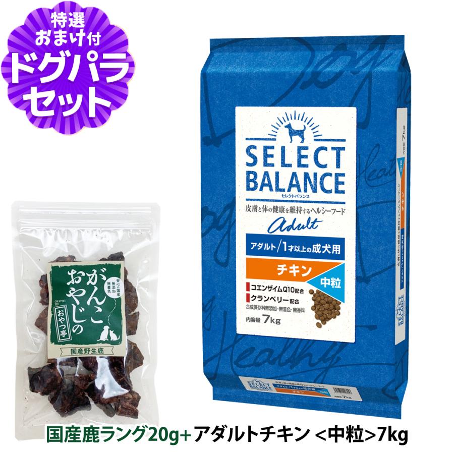 セレクトバランス アダルトチキン 中粒7kg＋国産鹿ラング15g 犬 成犬