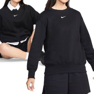 Nike As W Nsw Phnx Flc Os Crew 長袖 女款 黑色 運動 休閒 大學T DQ5734-010