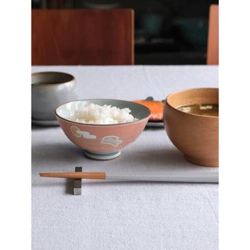 日本進口美濃燒日式和風親子家用米飯碗圓形餐碗釉下彩