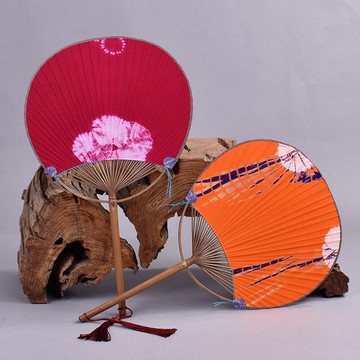 棉麻布面蒲扇手工中國風竹制團扇夏季老式圓形古典宮廷芭蕉扇