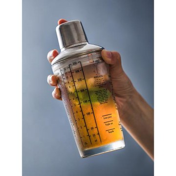 玻璃調酒器帶刻度雪克杯 透明奶茶手搖杯酒吧雞尾酒搖酒壺酒具