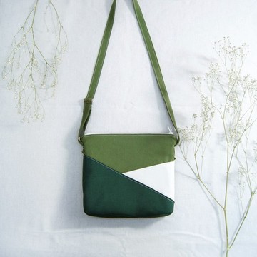 現貨手作拼色肩背斜背小綠包 - 抹茶綠