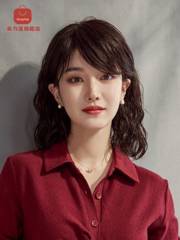 免運/公司貨 假髮 假發女中長發齊肩鎖骨發真發自然斜劉海中年短卷發真人發全頭套式 可開發票 全館五折 工廠現貨直銷 新品特價 d1115