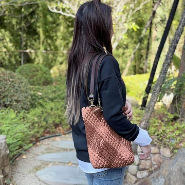 菱格雙色側肩美型包【Macrame Bag】