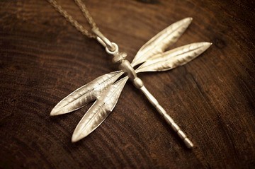 925 纯銀蜻蜓吊咀 連18吋銀鏈 - 手作 (MW P1093)