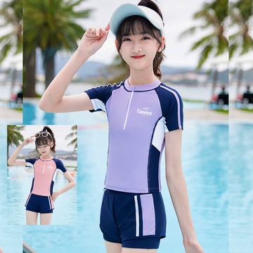 比基尼妮.遊趣二件式短袖短褲兒童泳衣小朋友(L-4L)