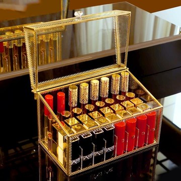 化妝品收納盒 口紅收納盒桌面多格裝化妝品的盒子帶蓋網紅歐式小奢華唇釉架子