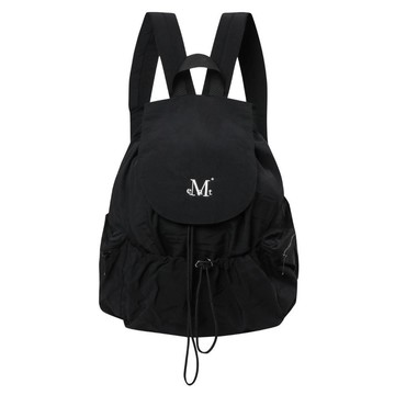 韓國 MUCENT TEENS BACK PACK UNISEX 休閒抽繩雙口袋後背包 黑色 BLACK