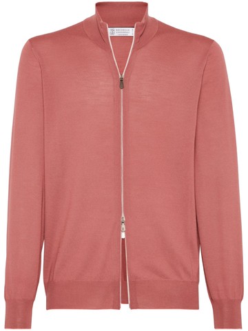 Brunello Cucinelli - fine-knit zip-up cardigan - men - Virgin Wool/Cashmere - 54 - Red