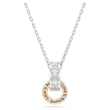 【Swarovski 施華洛世奇】Connexus 鏈墜 (混合式切割 `Love is around` 白色 多種金屬潤飾)(5691179)
