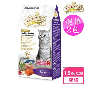 藍帶精選 2包超值組 活力成貓 貓飼料 1.5kg (深海鮮魚+蔬果食譜)