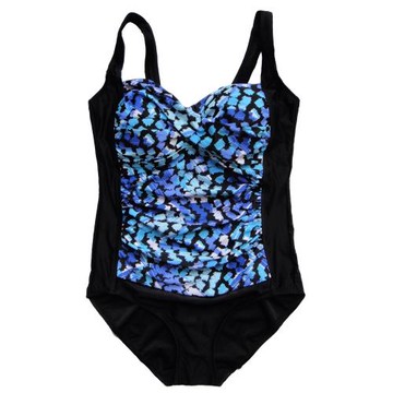 超值 180斤歐美連體泳衣女高檔外貿出口原單黑色顯瘦遮肚溫泉泳裝