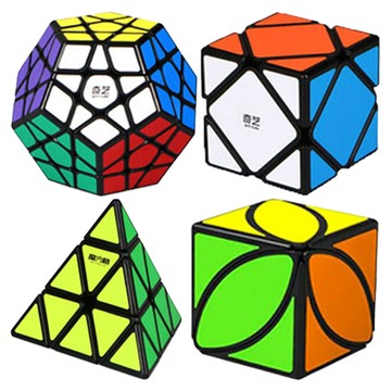 QYTOYS 奇藝 魔方格異形魔方大禮盒 Set 魔方套裝 金字塔 斜轉型 楓葉型 五邊型 包裝 轉動流暢 增強邏輯推理能力  黑邊版  1組