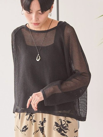 涼爽透明網眼落肩上衣(0H000049800) - AMERICAN HOLIC