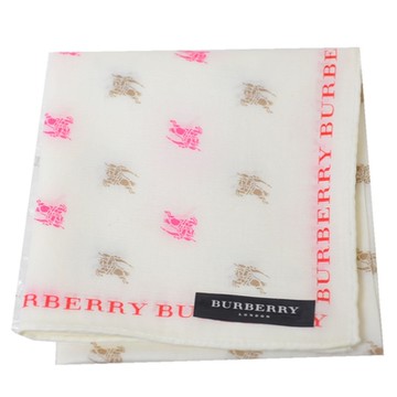 BURBERRY 繽紛品牌戰馬LOGO字母圖騰滾邊帕領巾(米白色底)