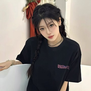【現貨！當天出】韓版印花簡約風短袖女T恤 重磅純棉高品質衣服 夏季短袖 女tee 加大碼寬鬆上衣 oversize 短t