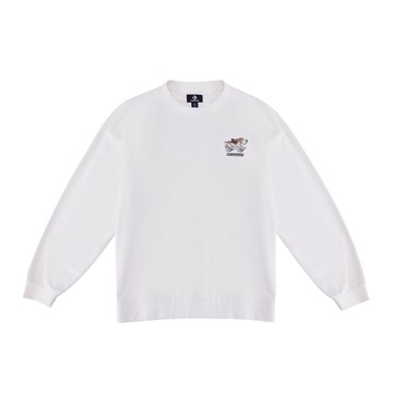 CONVERSE PET GRAPHIC CREW FLEECE TOP EGRET 男女 長袖上衣 UCJ420-W2Y