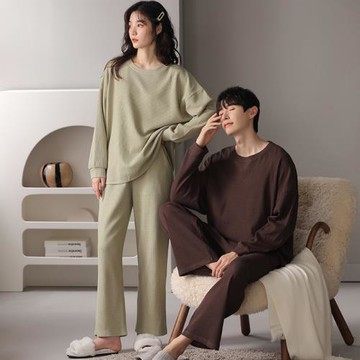 日本睡衣女新款棉質情侶套裝休閑男士家居服長袖長褲秋冬款可外穿