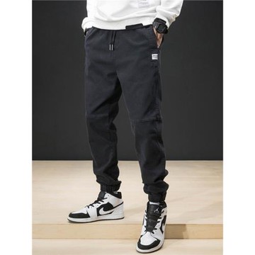 2025秋冬季牛仔褲男潮流寬松大碼小腳褲加絨加厚工裝褲百搭休閑褲