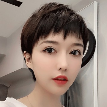 女假髮整頂真髮絲-短髮狗啃瀏海紋理短髮假髮美髮用品2色74ck4【巴黎精品】