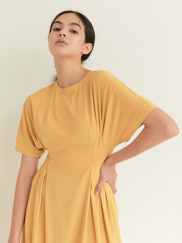 Stitch Doman Sleeve Dress Mustard