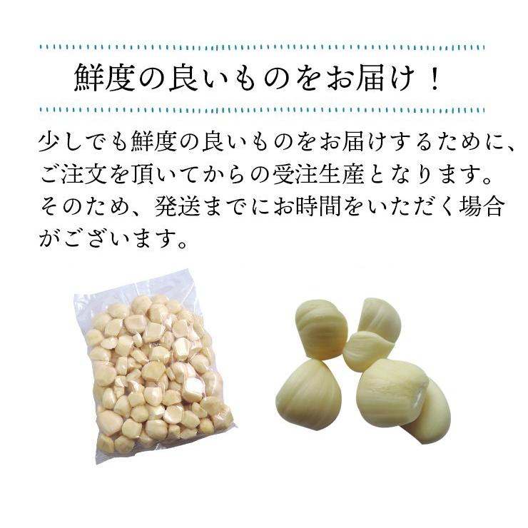 青森県産ムキにんにく 1kg（ホワイト六片種にんにく使用 大・中・小混合 冷蔵)