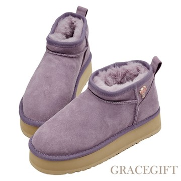 【Grace gift】Care Bears -分享小熊短筒絨毛厚底雪靴 紫