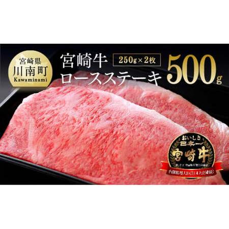 ふるさと納税  宮崎牛 ロース ステーキ ２５０ｇ×2枚 【 肉 牛肉 贅沢 国産 国産牛 4等級 5等級 九州産 宮崎県産 黒毛.. 宮崎県川南町